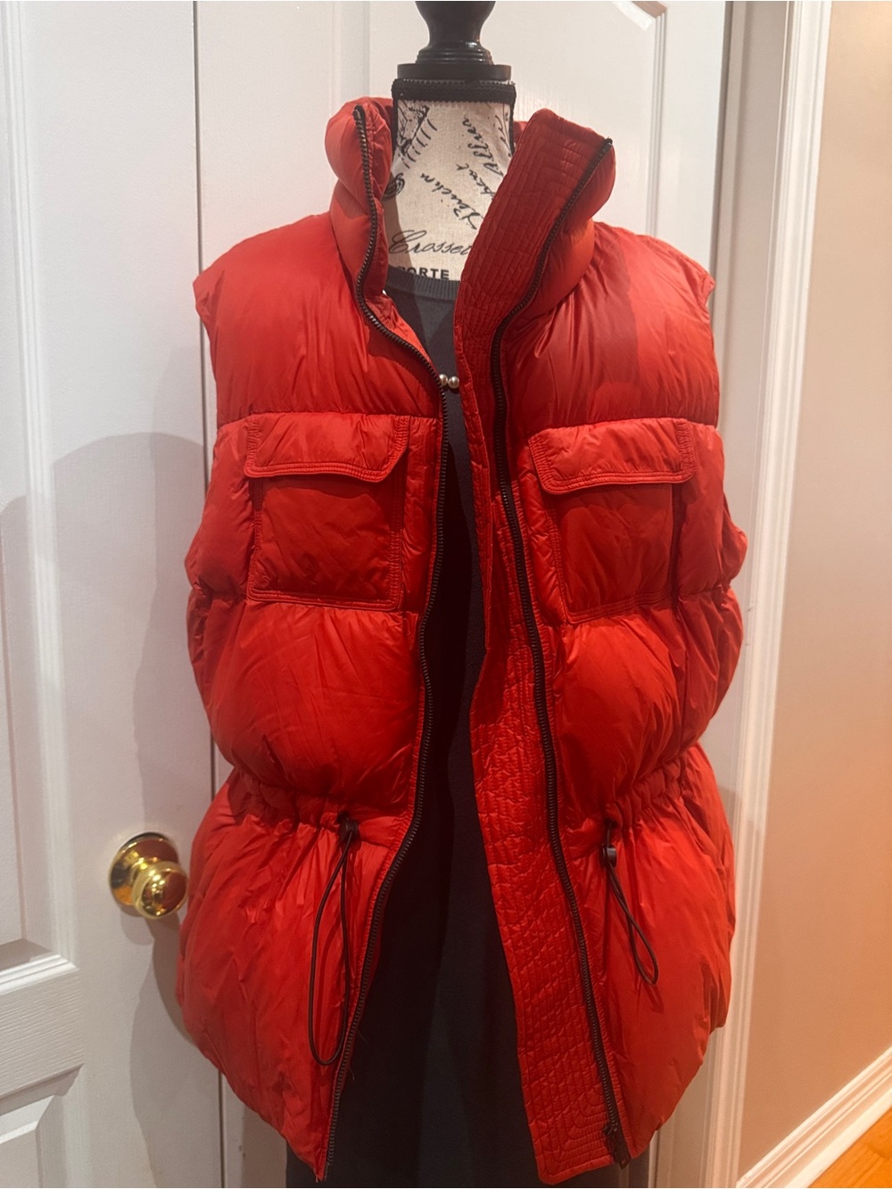 Soia & Kyo Red-orange Quilted Puffer Vest